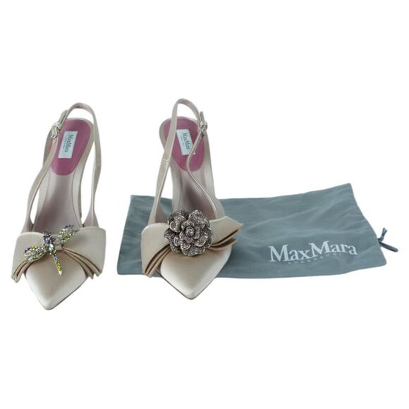 Max Mara Bussola Satin Slingback Pumps